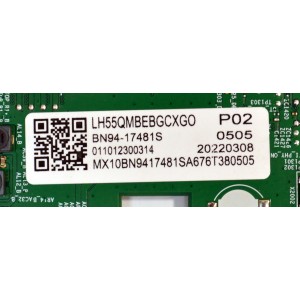 MAIN ORIGINAL PARA TV/MONITOR SAMSUNG / NUMERO DE PARTE BN94-17481S / BN41-03034A / BN41-03034 / BN9417481S / BN97-19498A / BN97-17497H / BN96-48228B / BN96-46033A / PANEL CY-NR055HGVZH / DISPLAY SG5461D11-2 VER.2.1 / MODELO LH55QMBEBGCXGO CA01