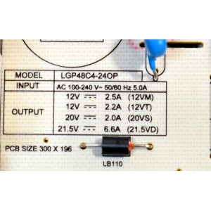FUENTE DE PODER ORIGINAL PARA TV LG / NUMERO DE PARTE EAY65904061 / LGP48C4-24OP / 65904061 / PANEL AC480AQW / MODELO OLED48C4AUA / OLED48C4AUA.DUSQLJR