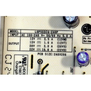 FUENTE DE PODER ORIGINAL PARA TV LG / NUMERO DE PARTE 37906511 / EAX70176803 / EAX70176803(1.0) / LGPS55C4-24OP / MODELO OLED55C4AUA / OLED55C4AUA.DUSQLJR