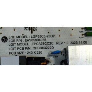 FUENTE DE PODER ORIGINAL PARA TV LG / NUMERO DE PARTE EAY65904035 / LGP55C3-23OP / EPCA38CC2C / 3PCR03222D / 65904035 / MODELO OLED55C4AUA / OLED55C4AUA.DUSQLJR