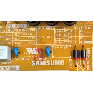 FUENTE DE PODER ORIGINAL PARA TV SAMSUNG / NUMERO DE PARTE L55S6DVDXX / L55S6_DVD /  PANEL CY-BD055HGCV2H / DISPLAY PT550GT04-1 VER.1.0 / MODELO UN55DU7200BXZA / UN55DU7200BXZA XC05