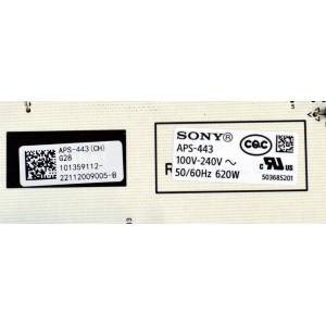 FUENTE DE PODER ORIGINAL PARA TV SONY / NUMERO DE PARTE 101359112 / 101397121 / APS-443(CH) / APS-443 / 101359112-22112009005-B / PANEL YDCS075MES02 / DISPLAY ST7461D02-K VER.2.1 / MODELO XR-75X93L / XR75X93L