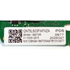 MAIN ORIGINAL PARA TV SAMSUNG / NUMERO DE PARTE BN94-18670R / BN41-03342A / BN41-03342 / BN9418670R / BN97-22267T / PANEL CY-QF075RMHV1H / DISPLAY ST746AD05-D V2.1 / MODELO QN75LS03FWDXZA / QN75LS03FWDXZA CA01