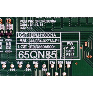 LED DRIVER ORIGINAL PARA TV LG / NUMERO DE PARTE EBR36085901 / 3PCR03098A / JAC04-0277A-P1 / EPLH18CC1A / PANEL NC650QQB-ABLH1 / DISPLAY HV650QUB-E9E / BOARD HV650QUB_XPCB_R1/S2 / 47-6002907 / MODELO 65QNED85AQA / 65QNED85AQA.BUSGLJR