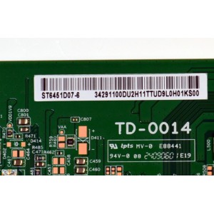 T-CON ORIGINAL PARA TV SONY / NUMERO DE PARTE 34291100DU / TD-0014 / ST6451D07-6 / 34291100DU2H11T / PANEL YDDM065DGS11 / ST6451D07-6 V2.2 / MODELO XR-65X90CL / XR65X90CL