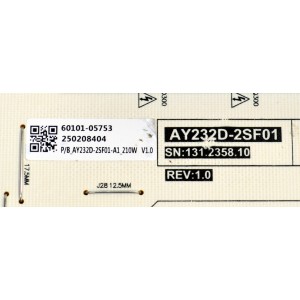 FUENTE DE PODER ORIGINAL PARA TV LG / NUMERO DE PARTE 60101-05753 / AY232D-2SF01 / AY232D-2SF01-A1_210W V1.0 / 250208404 / PANEL BOEB750WQ19F9F / DISPLAY HV750QUB-F9F / MODELO 75UA7500ZUA / 75UA7500ZUA.CUSFBH