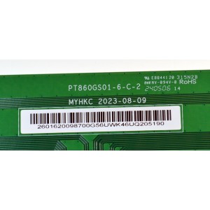 T-CON ORIGINAL PARA TV LG / NUMERO DE PARTE 2601620098 / PT860GS01-6-C-2 / 2601620098700G / MYHKC / PANEL NC860TQE-AHMH1 / DISPLAY PT860GS01-6 VER.1.0 / MODELO 86UT7550AUA / 86UT7550AUA.BUSTLKR
