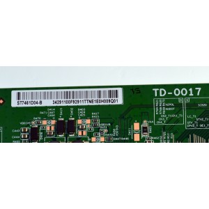 T-CON ORIGINAL PARA TV SONY / NUMERO DE PARTE 34291100F929 / TD-0017 / ST7461D04-B / 34291100F92911TTNE / PANEL YDFO075MNS11 / DISPLAY ST7461D04-B V2.2 / MODELO K-75XR50C / K75XR50C