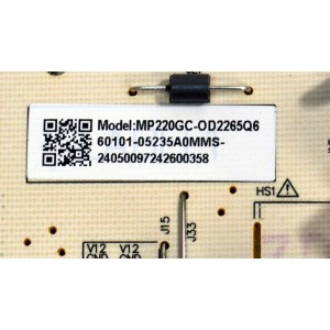 FUENTE DE PODER ORGINAL PARA TV VIZIO / NUMERO DE PARTE 60101-05235 / MP220GC-V755M / MP220GC-OD2265Q6 / 60101-05235A0MMS / PANEL BOEI650WQ1 / DISPLAY HV650QUB-F71 / MODELO M65Q6-L4 / M65Q6-L4 LBSFR7KA