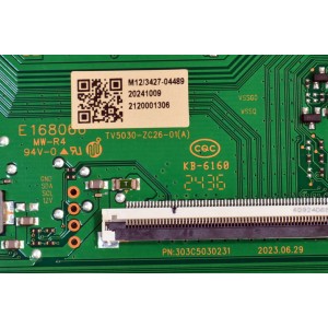 T-CON ORIGINAL PARA TV ONN / NUMERO DE PARTE 513C5030M12 / TV5030-ZC26-01(A) / 303C5030231 / M12/3427-04489 / 2120001306 / DISPLAY HF500QUB-F20 / MODELO 100012585 50"