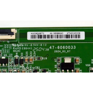 T-CON ORIGINAL PARA TV VIZIO / NUMERO DE PARTE 44-98900440 / 47-6060033 / HV650QUBF71 / 44-9890044O / PANEL BOEI650WQ1 / DISPLAY HV650QUB-F73 / MODELO M65Q6-L4 / M65Q6-L4 LBVR7PB