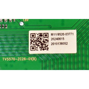 T-CON ORIGINAL PARA TV ONN / NUMERO DE PARTE 513C5570M11 / TV5570-ZC26-01 (B) / M11/9520-03771 / 2010136052 / KB-6160A / DISPLAY HV750QUB-F91 REV.2.0 / MODELO 100044717 75"