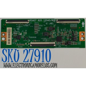 T-CON ORIGINAL PARA TV HISENSE / NUMERO DE PARTE 409738 / RSAG7.820.10545/ROH / TX24883GFZ / PANEL HD425Y1U71-T0L2\ROH / DISPLAY HV430QUB-F70 / MODELO 43R6E4
