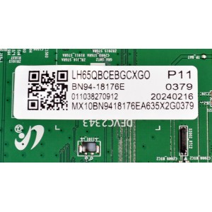 MAIN ORIGINAL PARA TV SAMSUNG / NUMERO DE PARTE BN94-18176E / BN41-03158A / BN41-03158 / BN9418176E / BN97-20769A / PANEL CY-NC065HGHVXH / DISPLAY ST6451D06-1 V2.1 / BN96-54527A / MODELO LH65QBCEBGCXGO
