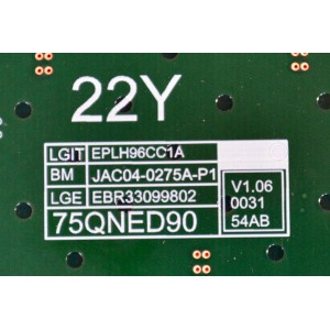 LED DRIVER ORIGINAL PARA TV LG / NUMERO DE PARTE EBR33099802 / 3PCR03073B / EPLH96CC1A / JAC04-0275A-P1 / 75QNED90 / PANEL NC750MQB-ABLH9 / DISPLAY HV750QUB-E7F / MODELO 75QNED90UQA / 75QNED90UQA.BUSGLJR