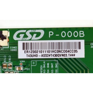 T-CON ORIGINAL PARA TV VIZIO / NUMERO DE PARTE T43UHD-ASS2 / P-000B / GSD P-000B / ER1Z0021011101HC / PANEL TPT430WR-QVN03.U / DISPLAY T430QVN03.T / MODELO VQD43M-0801 / VQD43M-0801 LTPWV5JB