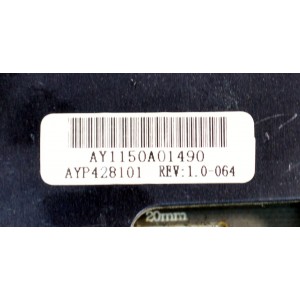 FUENTE DE PODER ORIGINAL PARA TV COBY / NUMERO DE PARTE AYP428101 / 3BS0016214 / AY1150A / PANEL LTA550HQ14 / MODELO LED3DTV5586