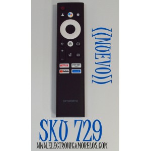 CONTROL REMOTO ORIGINAL NUEVO PARA TV SKYWORTH / CON COMANDO DE VOZ / NUMERO DE PARTE N030107 / N030107-002199-001 / HS-8AA / 2ANM3HS8AA / HS-8A22J-07 / Z01010-M201035 / 23165-HS8AA / MODELO 75UD6300