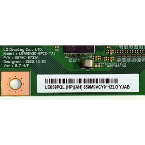 T-CON ORIGINAL PARA TV LG / NUMERO DE PARTE 6871L-4975D / 6870C-0733A / LE550AQD-EPC2-YJ1 / LE650PQL (HP)(AH) / 4975D / PANEL AC650AQL / MODELO OLED65B3AUA / OLED65B3AUA.DUSQLJR