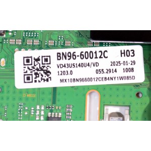 MAIN ORIGINAL PARA TV SAMSUNG 4K UHD HDR SMART TV / NUMERO DE PARTE BN96-60012C / BN41-03231A / BN41-03231 / KANT_SU2E_DU7000 / BN9660012C / PANEL CY-BD043HGNV2H / DISPLAY V430DJ1-Q01 / BN96-52421A / MODELO UN43DU7200DXZA / UN43DU7200DXZA DB03