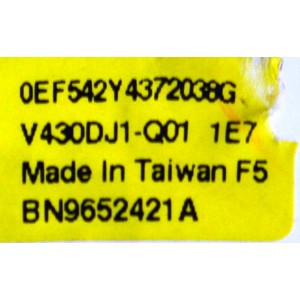 MAIN ORIGINAL PARA TV SAMSUNG 4K UHD HDR SMART TV / NUMERO DE PARTE BN96-60012C / BN41-03231A / BN41-03231 / KANT_SU2E_DU7000 / BN9660012C / PANEL CY-BD043HGNV2H / DISPLAY V430DJ1-Q01 / BN96-52421A / MODELO UN43DU7200DXZA / UN43DU7200DXZA DB03