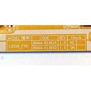 FUENTE DE PODER ORIGINAL PARA TV SAMSUNG / NUMERO DE PARTE BN44-01361B / L65S6_FVD / BN4401361B / PANEL CY-TF065HGHV1H / DISPLAY ST6451D06-9 V2.1 / BN96-59389A / MODELO QN65Q7FBAFXZA / QN65Q7FBAFXZA CA01