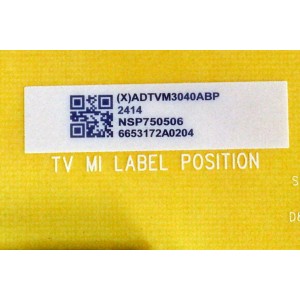 FUENTE DE PODER ORIGINAL PARA TV ROKU PRO SERIES / NUMERO DE PARTE ADTVM3040ABP / 715GD931-P01-000-B03R / (X)ADTVM3040ABP / NSP750506 / 6653172A0204 /  PANEL TPT750WR-D044.L REV:S21J / DISPLAY ST7461D04-4 VER.2.1 / MODELO 75R8BX