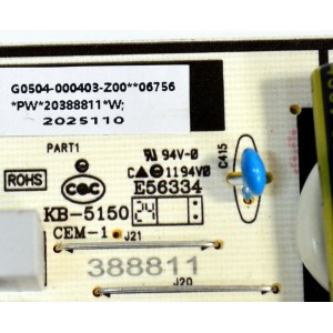FUENTE DE PODER ORIGINAL PARA TV TCL / NUMERO DE PARTE G0504-000403 / G0101-000200 / 40-L17EW2-PWB1KG / G0504-000403-Z00 / PANEL LVU650NDAL / DISPLAY JR645R3HA3L / MODELO 65Q51K