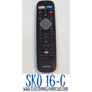 CONTROL REMOTO ORIGINAL PARA SMART TV/NET TV PHILIPS / NUMERO DE PARTE NH500UP / HOF16H303GPD24 / URMT39JHG001 / SF347 / URMT42JHG005 / SF308 / RF402A-V14 / MODELO 50PUS6503/60 / 49PUS6401 / 43PUS6262/12