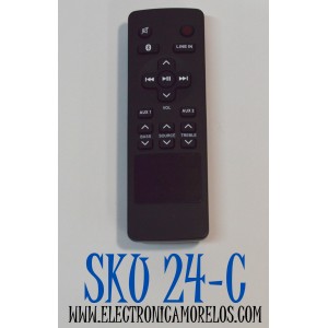 CONTROL REMOTO PARA BARRAS DE SONIDO/SISTEMAS DE CINE EN CASA RCA / NUMERO DE PARTE  RTS7010B / RTS7010B-E1 / RTS7010BE1 / RTS7110B / RTS7630B / RTS739BWS / CUENTA CON BOTONES PARA FUNCIONES COMO BLUETOOTH / LINE IN / AUX 1 / AUX 2 / SOURCE