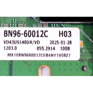 MAIN ORIGINAL PARA TV SAMSUNG 4K UHD HDR SMART TV / NUMERO DE PARTE BN96-60012C / BN41-03231A / BN41-03231 / KANT_SU2E_DU7000 / BN9660012C / PANEL CY-BD043HGCV2H / DISPLAY PT430GT01-8 VER.1.1 / MODELO UN43DU7200BXZA / UN43DU7200BXZA XB01