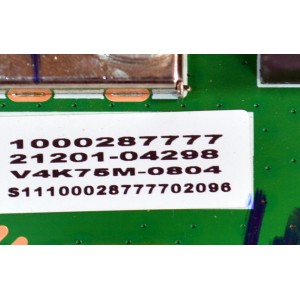 MAIN ORIGINAL PARA TV VIZIO 4K UHD HDR SMARCAST / NUMERO DE PARTE 21201-04298 / MB-MT5586-A / 1000287777 / PANEL BOEI750WQ1 / DISPLAY HV750QUB-F91 REV.2.0 / MODELO V4K75M-0804 / V4K75M-0804 LBSFT6HA