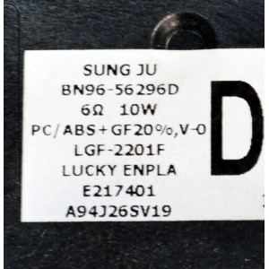 KIT DE BOCINAS ORIGINAL PARA TV SAMSUNG 2 PIEZAS / NUMERO DE PARTE BN96-56296D / BN63-20628 X001 / BN64-20631 X001 / BN63-20630 X001 / BN63-20629 X001 / 55Q80C / LGF-2201F / A94J26SV19 / MODELO 85Q80C / 85Q80D