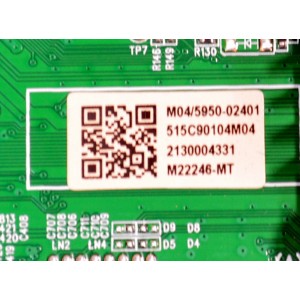 MAIN ORIGINAL PARA TV ONN ROKU 4K UHD HDR / NUMERO DE PARTE 515C90104M04 / MT60104-ZC01-01 / M04/5950-02401 / 2130004331 / M22246-MT / PANEL V500DJ7-QE1 / DISPLAY V500DJ7-QE1 REV.D5 / MODELO 100012585 50"