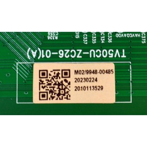 T-CON ORIGINAL PARA TV ONN / NUMERO DE PARTE 513C50CUM02 / TV50CU-ZC26-01 (A) / 303C55CU231 / 2E11785A0 / M02/9948-00485 / 2010113529 / PANEL V500DJ7-QE1 / DISPLAY V500DJ7-QE1 REV.D5 / MODELO 100012585 50"