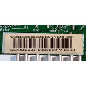 MAIN ORIGINAL PARA TV VIZIO 4K UHD HDR SMARTCAST / NUMERO DE PARTE XNCB02K035 / 715GE476-M0C-B00-004I / (G)XNCB02K035050X / PANEL TPT550WR-QVN10.U / DISPLAY T550QVN10.B / MODELO V4K55M-0801 / V4K55M-0801 LTCWT1HB