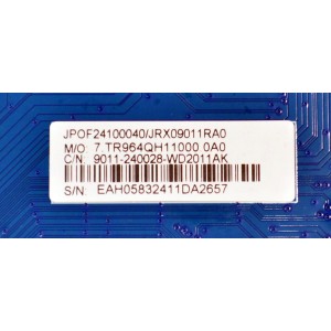 MAIN ORIGINAL PARA TV JVC 4K UHD HDR ROKU TV / NUMERO DE PARTE 9011-240028-WD2011AK / CVR964_QH / 7.TR964QH11000.0A0 / JRX09011RA0 / 24B2202155 / DISPLAY CV500U5-T01 REV:01 / MODELO SI50URF