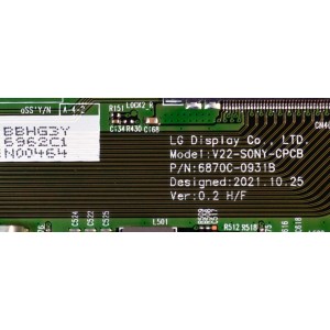 T-CON ORIGINAL PARA TV SONY / NUMERO DE PARTE 6871L-6962C / 6870C-0931B / LE650PQL (HR)(A1) / 6962C / PANEL YDCM065UNG11 / MODELO XR-65A80CL / XR65A80CL