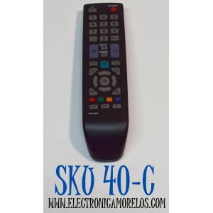 CONTROL REMOTO PARA TV SAMSUNG / NUMERO DE PARTE BN59-00857A / BN59-01006A / MODELO UN40D5003BF / UN40D5005BF / UN32D4003BD / UN32D4005BD / LN32D405E5DX / LN32C530F1RXZP / LN40C500F3F / FUNCIONA CON UNA VARIEDAD DE TELEVISORES SAMSUNG