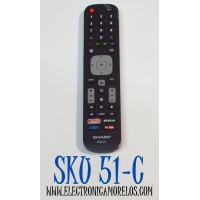 CONTROL REMOTO ORIGINAL PARA SMART TV SHARP / NUMERO DE PARTE EN2A27S / YKQR1B / EN2A27ST / EN2G27S / MODELO 55H6B / 50H7GB / LC-65N9000U / LC-75N620U / LC-40N5000U / LC43N6100U / LC-55N7000U / LC-50N7000U