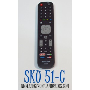 CONTROL REMOTO ORIGINAL PARA SMART TV SHARP / NUMERO DE PARTE EN2A27S / YKQR1B / EN2A27ST / EN2G27S / MODELO 55H6B / 50H7GB / LC-65N9000U / LC-75N620U / LC-40N5000U / LC43N6100U / LC-55N7000U / LC-50N7000U