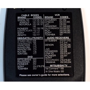 CONTROL REMOTO ORIGINAL MITSUBIBISHI PARA TELEVISORES CON FUNCIONES PARA TV GUIDE Y BOTONES DE CONTROL DE DISPOSITIVOS MULTIPLES CABLE/DVD/AUDIO/VCR/ NUMERO DE PARTE UR64EC2276-2 / EUR647023 / 290P122A20 / 290P098C20 / 290P122010 / 290P122B10 / 290P122C10