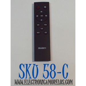 CONTROL REMOTO ORIGINAL PARA BARRAS DE SONIDO MAJORITY / NUMERO DE PARTE 1000002683 / MODELO K2-BAR-BLK / BOW-BAR-BLK
