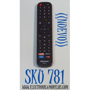 CONTROL REMOTO ORIGINAL NUEVO PARA SMART TV HISENSE / ES COMPATIBLE CON TELEVISORES HISENSE COMO LED / LCD / HDTV / NUMERO DE PARTE EN2A27 / RC3394401/02 / 3139 238 29522 / MODELO 65CU6200 / 55H7B / 55H6B / 50CU6000 / 43H7C / 40H5C