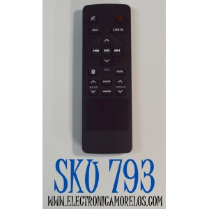 CONTROL REMOTO ORIGINAL RCA PARA SISTEMA DE CINE EN CASA CON BARRA DE SONIDO / NUMERO DE PARTE RTS7010B / RTS7010B-E1 / RTS7110B / RTS7630B / RTS739BWS / CUENTA CON BOTONES ESPECIFICOS PARA FUNCIONES COMO BLUETOOTH / ENTRADA DE LINEA / AUXILIAR / SOURCE