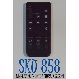 CONTROL REMOTO ORIGINAL PARA VARIOS SISTEMAS DE AUDIO Y BARRAS DE SONIDO INCLUYENDO MODELOS DE MARCAS COMO ONN / RCA / BLACKWEB / NUMERO DE PARTE  100008725 / BWA17AA005 / RTS7010B / RTS7116S / CON CONECTIVIDAD BLUETOOTH / USB