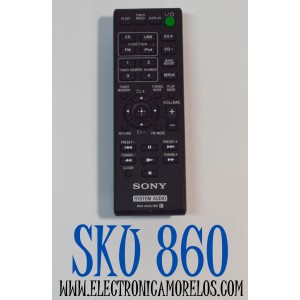 CONTROL REMOTO ORIGINAL SONY PARA SISTEMAS DE AUDIO / INCLUYE BOTONES PARA FUNCIONES COMO CD/USB/FM/iPOD/ NUMERO DE PARTE RM-AMU185 / RM-AMU185R /A1970520A / MODELO MHC-EC619iP / HCD-EC619iP / SS-ECL5 /MHC-EC719IP /MHC-EC919IP / HCD-EC619IP / MHC-EC619IP