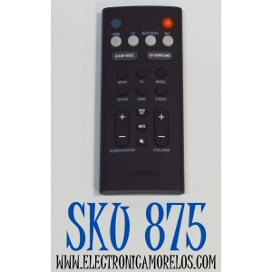 CONTROL REMOTO ORIGINAL YAMAHA PARA BARRAS DE SONIDO / CONTROLA FUNCIONES COMO HDMI / TV / BLUETOOTH / RED / NUMERO DE PARTE VAF7640 / FRS70 / FRS78 / ZV28960 / VDQ7610 / MODELO YAS-209 / SR-C30A / YAS-108 / SR-C20A / SR-B20A / ATS-1080 / ATS-1090