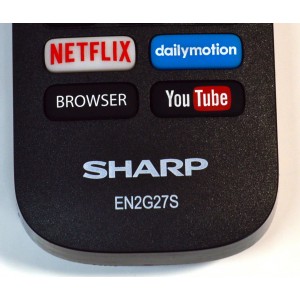 CONTROL REMOTO ORIGINAL PARA SMART TV SHARP / NUMERO DE PARTE  EN2G27S / YKQR2A / EN2A27S / EN2A27ST / EN2027S / MODELO LN-75N8000 / LC-40N5000 / LC50N6000 / LC-55N7000 / LC-43N6100 / LC-55N620CU / COMPATIBLE CON ALGUNOS MODELOS DE LA MARCA HISENSE