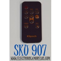 CONTROL REMOTO ORIGINAL KLIPSCH PARA VARIOS SISTEMAS DE ALTAVOCES Y BARRAS DE SONIDO DE LA MARCA / NUMERO DE PARTE 1062590 / 1062775 / RT1062590 / RT1062775 / MODELO RSB-3 / R-15PM / R-51PM / R-41PM / R-4B / RSB-6 / RSB-8 / RSB-11 / RSB-14